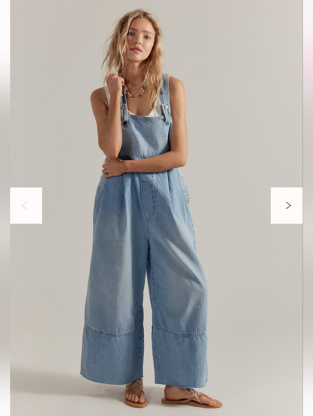 NWT Free People We The Free Rambler Overalls Light Blue Denim Wide-Leg Msrp $148 - Picture 7 of 8